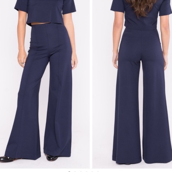 Ripley Rader Los Angeles Ponte Knit Wide Leg Pant Navy 3 Medium - Picture 2 of 6